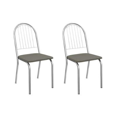 Cadeira Sala De Jantar Noruega 2c077cr Aço Kit 2 Un Cromado/linho Escuro - Kappesberg