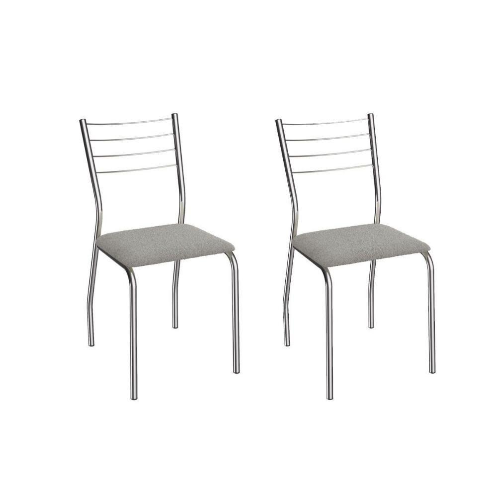 Cadeira Sala De Jantar Malta 2c140cr Aço Kit 2 Un Cromado/boucle Cinza - Kappesberg - 1