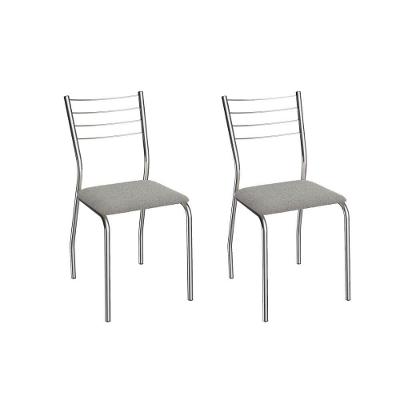 Cadeira Sala De Jantar Malta 2c140cr Aço Kit 2 Un Cromado/boucle Cinza - Kappesberg