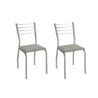 Cadeira Sala De Jantar Malta 2c140cr Aço Kit 2 Un Cromado/boucle Cinza - Kappesberg - 1