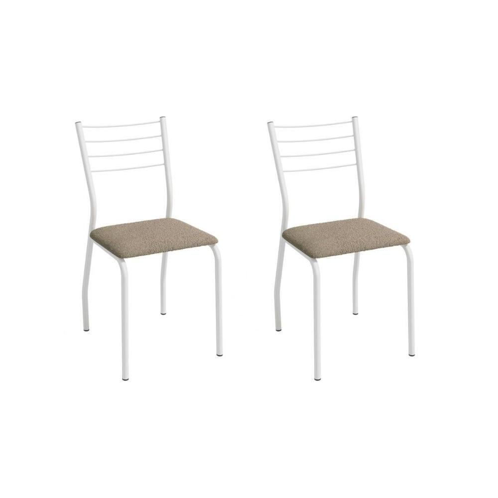 Cadeira Sala De Jantar Malta 2c140br Aço Kit 2 Un Branco/boucle Bege Fendi - Kappesberg - 1