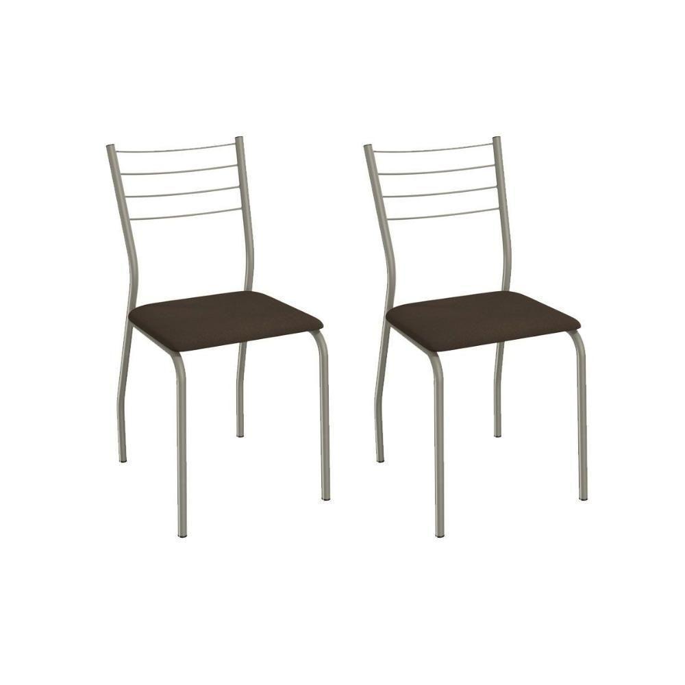 Cadeira Sala De Jantar Malta 2c140nk Aço Kit 2 Un Niquel/suede Cappuccino - Kappesberg - 1