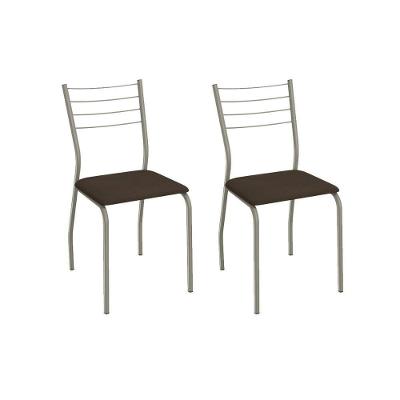 Cadeira Sala De Jantar Malta 2c140nk Aço Kit 2 Un Niquel/suede Cappuccino - Kappesberg