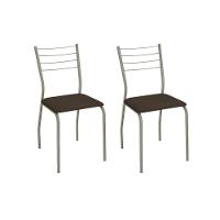 Cadeira Sala De Jantar Malta 2c140nk Aço Kit 2 Un Niquel/suede Cappuccino - Kappesberg - 1