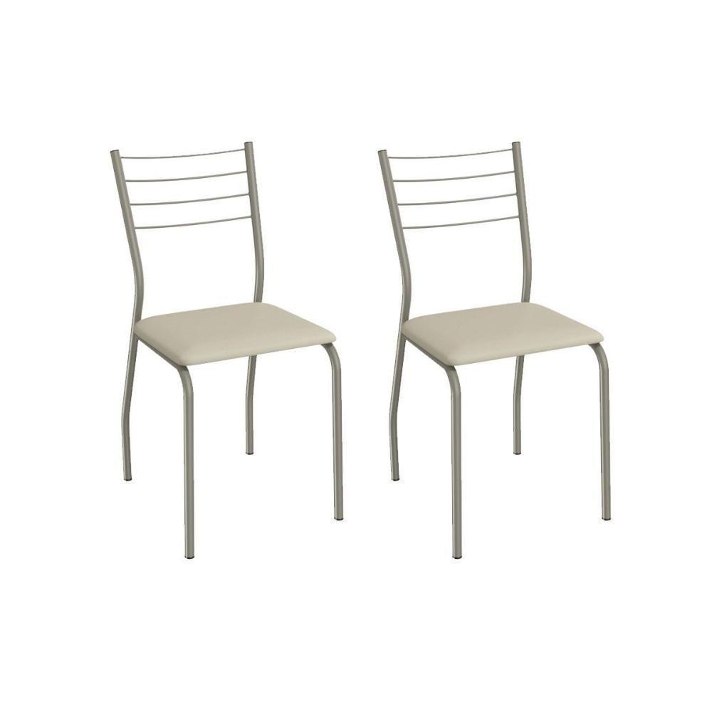 Cadeira Sala De Jantar Malta 2c140nk Aço Kit 2 Un Niquel/ano Bege - Kappesberg - 1