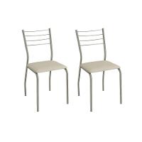 Cadeira Sala De Jantar Malta 2c140nk Aço Kit 2 Un Niquel/ano Bege - Kappesberg - 1