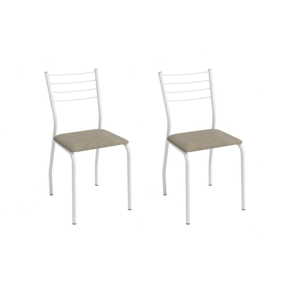 Cadeira Sala De Jantar Malta 2c140br Aço Kit 2 Un Branco/linho Bege Fendi - Kappesberg - 1