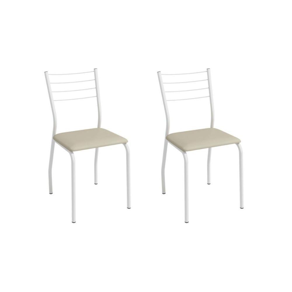 Cadeira Sala De Jantar Malta 2c140br Aço Kit 2 Un Branco/ano Bege - Kappesberg - 1