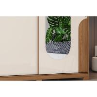 Guarda Roupa 2 Portas De Correr (1 C/ Espelho) E 3 Gavetas C/ Pés Talles Nature/off White - Henn - 8