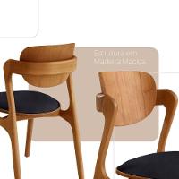 Conjunto Com 2 Cadeiras Madeira Solaris Gold Moderna Mobília Linho Preto / Imbuia Nat.