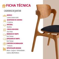 Conjunto Com 2 Cadeiras Madeira Solaris Gold Moderna Mobília Linho Preto / Imbuia Nat. - 5