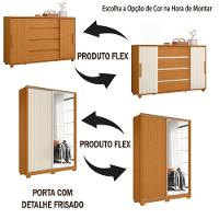 Conjunto De Quarto Guarda Roupas Com Espelho 2 Portas De Correr E Cômoda Hera Flex Madeirado/off Whi Madeir/off - 5