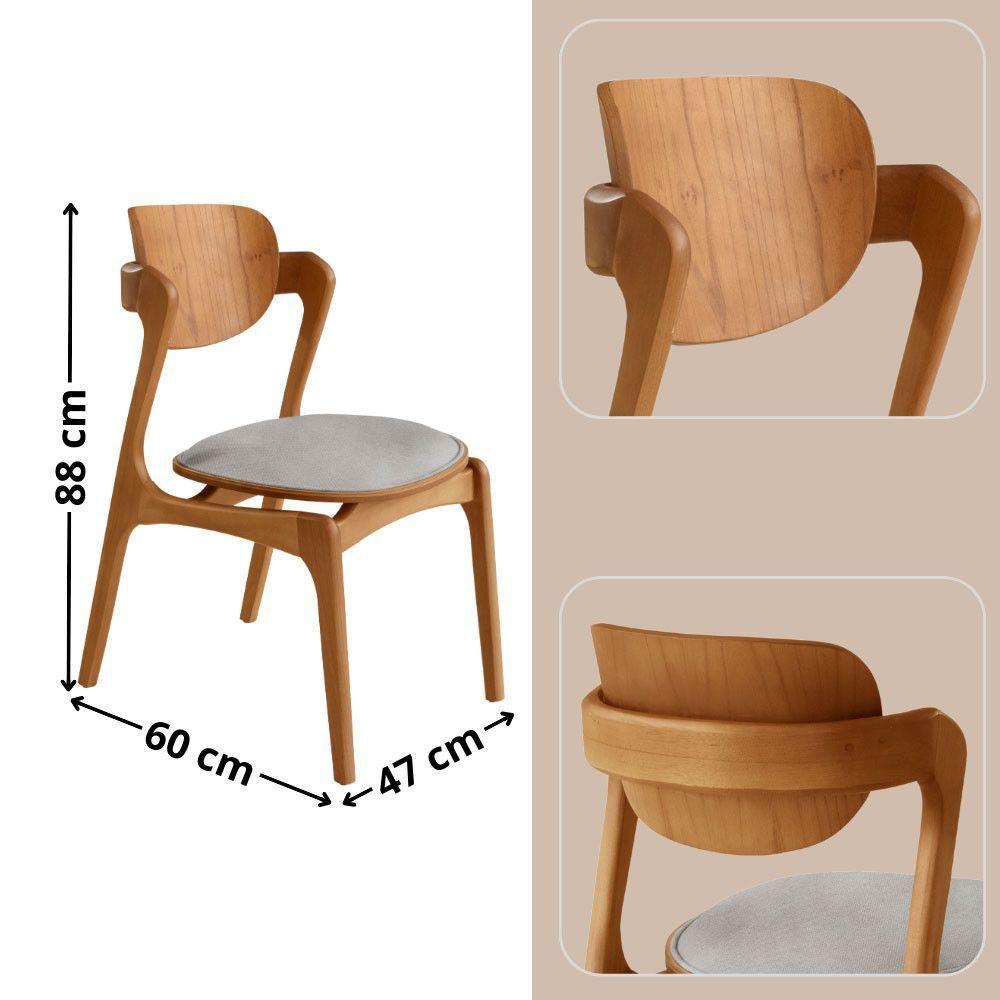 Conjunto Com 2 Cadeiras Madeira Solaris Gold Moderna Mobília Luna / Imbuia Nat. - 3