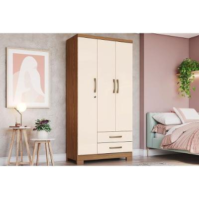Guarda Roupa 3 Portas E 2 Gavetas C/ Pés Açaí Da133 Nature/off White - Henn