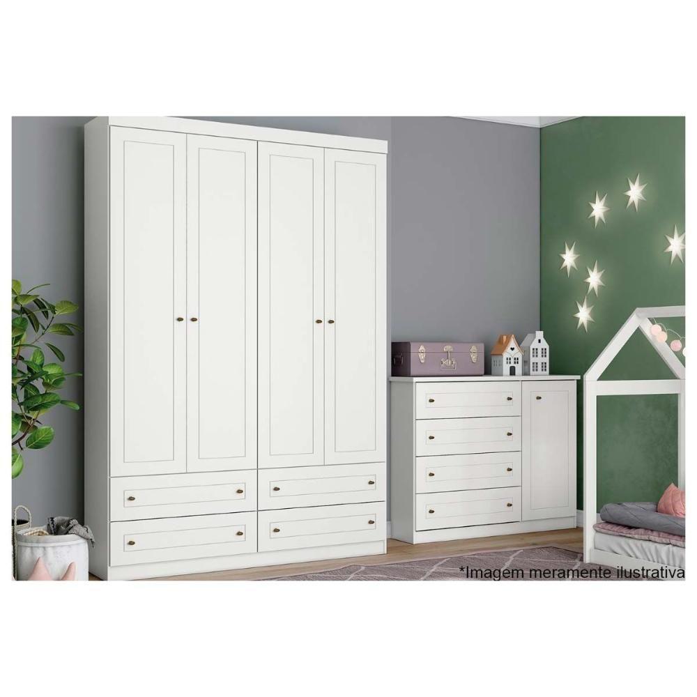 Guarda Roupa 4 Portas E 4 Gavetas Americano Cinza - Henn - 9