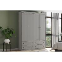 Guarda Roupa 4 Portas E 4 Gavetas Americano Cinza - Henn - 1