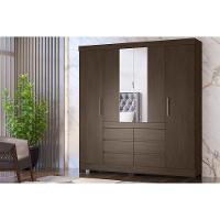 Guarda Roupa 4 Portas (2 C/ Espelho) E 6 Gavetas Cadis Café Touch - Demóbile - 1