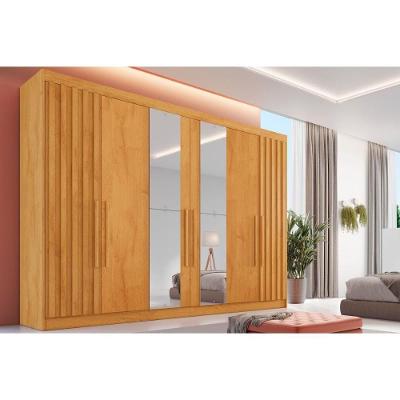 Guarda Roupa Casal Potente Peroba 6 Portas de Bater 6 Gavetas MDF Europa