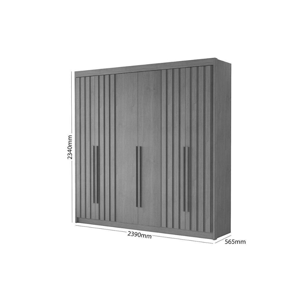 Guarda Roupa 6 Portas (4 Ripadas) E 6 Gavetas Portugal Cinamomo - Conquista - 2