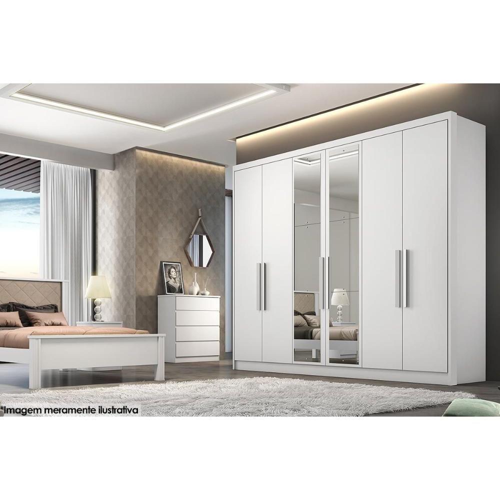 Guarda Roupa 6 Portas (2 C/ Espelho) E 8 Gavetas Rizon/linea Cumaru/fendi 25 - Novo Horizonte - 4