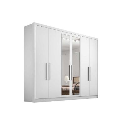 Guarda Roupa 6 Portas (2 C/ Espelho) E 4 Gavetas Rizon/linea Neve - Novo Horizonte