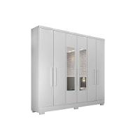 Guarda Roupa 6 Portas (2 C/ Espelho) E 4 Gavetas C/ Pés Milly/veneza Neve - Novo Horizonte - 1