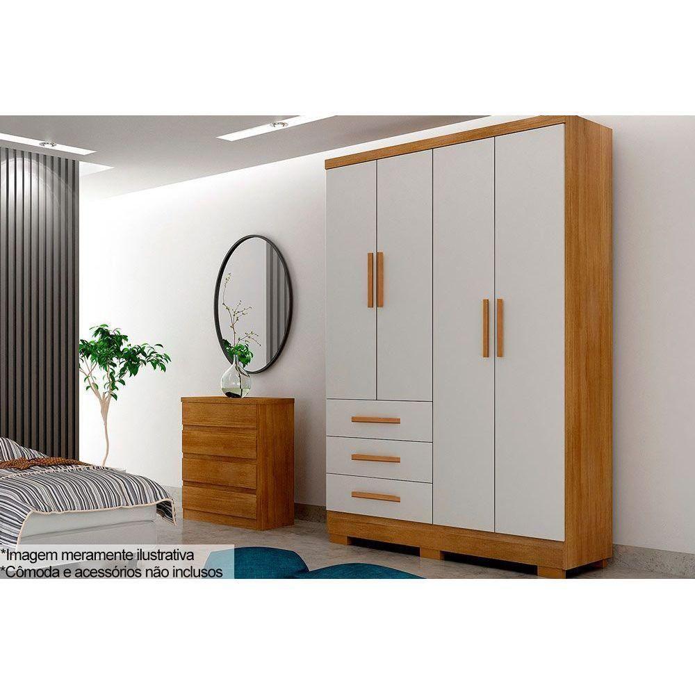 Guarda Roupa 4 Portas E 3 Gavetas C/ Pés Encant/berlim Cumaru/fendi 25 - Novo Horizonte - 1