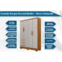 Guarda Roupa 4 Portas E 3 Gavetas C/ Pés Encant/berlim Cumaru/fendi 25 - Novo Horizonte - 2