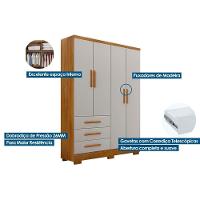 Guarda Roupa 4 Portas E 3 Gavetas C/ Pés Encant/berlim Cumaru/fendi 25 - Novo Horizonte - 3