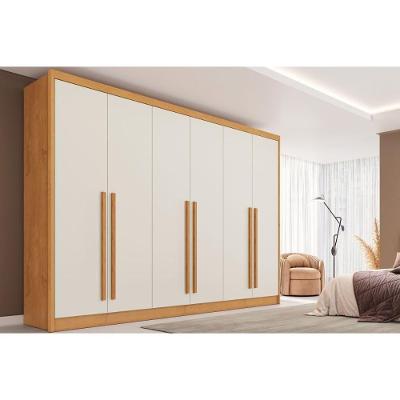 Guarda Roupa Casal Valencia 6 Portas de Bater 6 Gavetas Peroba-Off White MDF Europa
