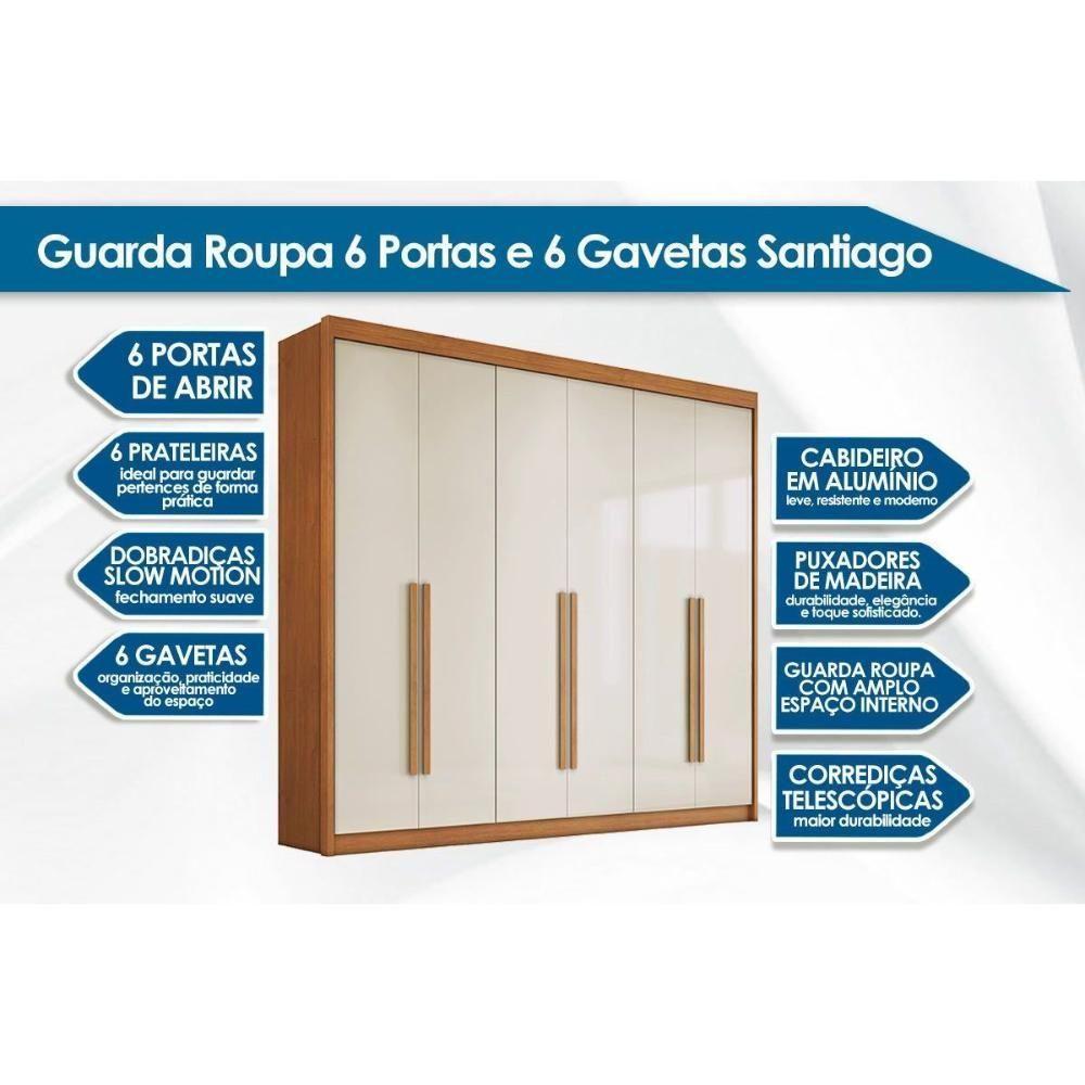 Guarda Roupa 6 Portas E 6 Gavetas Santiago Cacau - Conquista - 2
