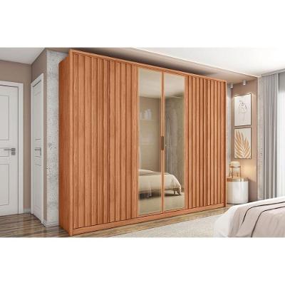 Guarda Roupa Casal 6 Portas de Bater 4 Gavetas Centurium Freijó MDP Caemmun