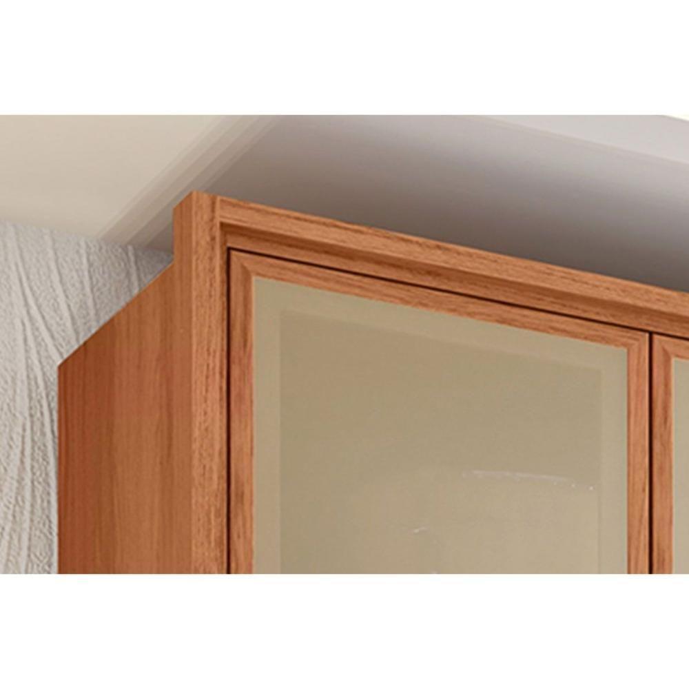 Guarda Roupa 6 Portas E 4 Gavetas C/ Vidro Reflecta Cristal Buriti/fendi - Caemmun - 6