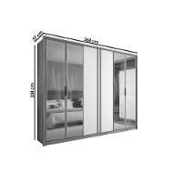 Guarda Roupa 6 Portas E 4 Gavetas C/ Vidro Reflecta Cristal Buriti/fendi - Caemmun - 2