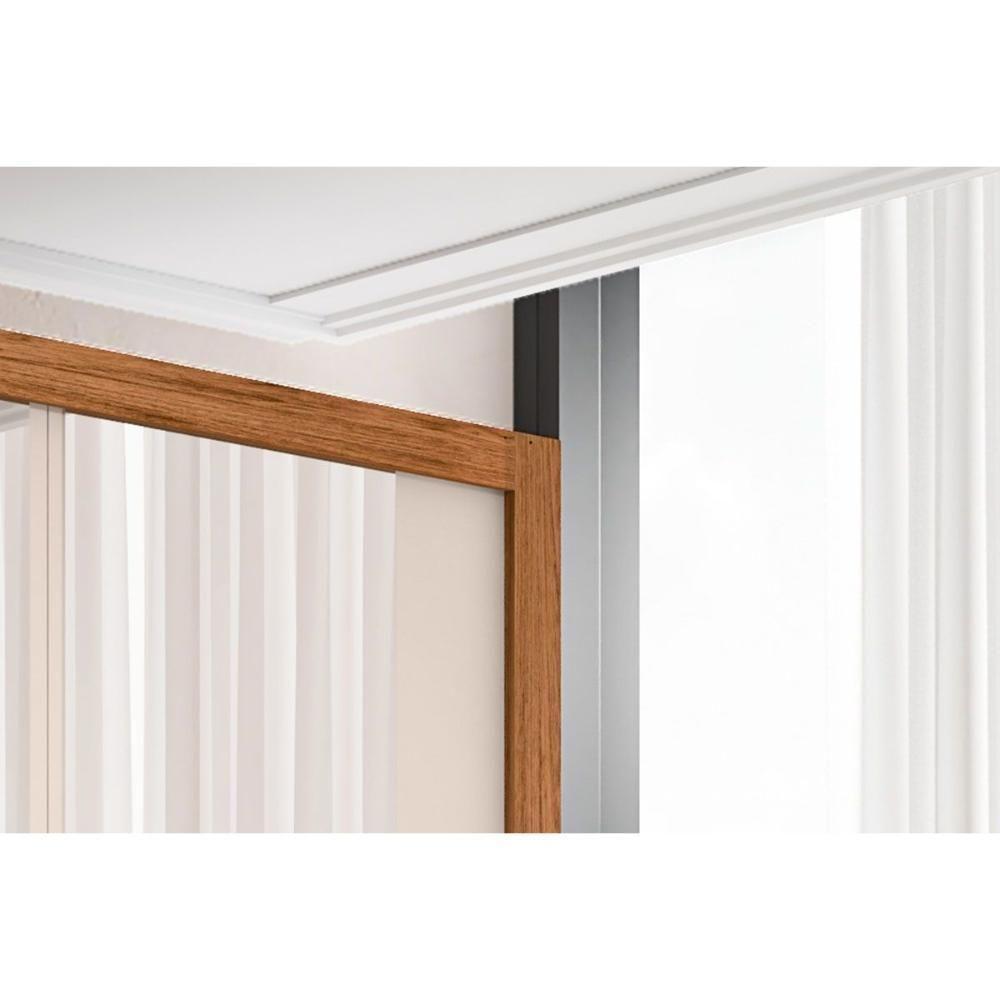 Guarda Roupa Casal 2 Portas De Correr C/ Espelho E 4 Gavetas Praticus Double Lux Freijo/off White - Caemmun - 6