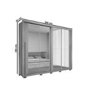 Guarda Roupa Casal 2 Portas De Correr C/ Espelho E 4 Gavetas Praticus Double Lux Freijo/off White - Caemmun - 2