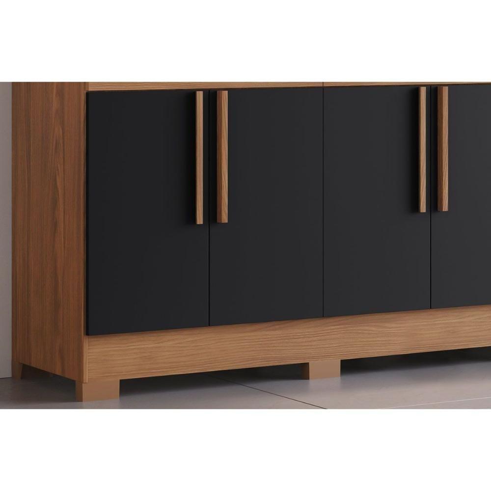 Guarda Roupa Casal 10 Portas E 3 Gavetas C/ 1 Espelho C/ Pés Briz B374 Nature/preto - Henn - 3