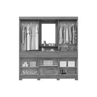 Guarda Roupa Casal 10 Portas E 3 Gavetas C/ 1 Espelho C/ Pés Briz B374 Nature/preto - Henn - 7