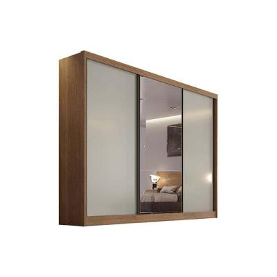 Guarda Roupa Casal Toulon-Sonetto Plus 3 Portas de Correr 8 Gavetas Cumaru-Fendi 25 MDF