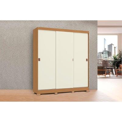 Guarda Roupa Casal 3 Portas De Correr E 2 Gavetas C/ Pés Cb02r589 Canela/off White - Kappesberg