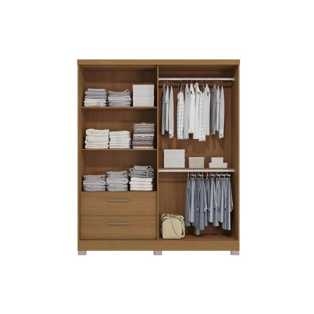 Guarda Roupa Casal 3 Portas (1 De Correr) E 2 Gavetas C533 Canela - Kappesberg - 3