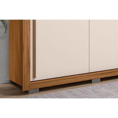 Guarda Roupa Casal Praticus Freijo 2 Portas de Correr 4 Gavetas off White Caemmun