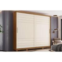 Guarda Roupa Casal 2 Portas De Correr E 6 Gavetas C/ Pés Cayman Nature/off White - Henn - 1