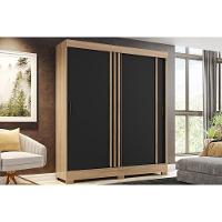 Guarda Roupa Casal 2 Portas De Correr E 2 Gavetas Briz B353 Flex Jequitiba/jequitiba Ou Preto - Henn - 1