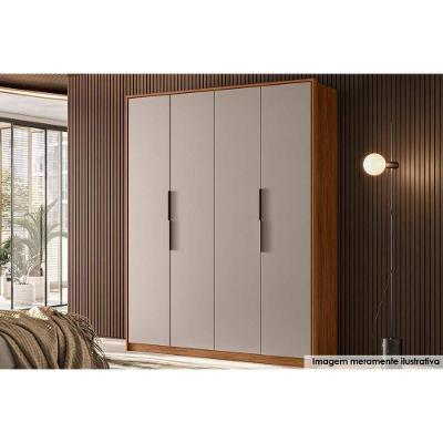Guarda Roupa Casal 4 Portas E 3 Gavetas Attore Nogueira/nude - Demóbile
