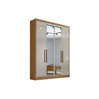 Guarda Roupa Casal 4 Portas (2 C/ Espelho) E 3 Gavetas Moderni/sevilha Cumaru/fendi 25 - Novo Horizonte
