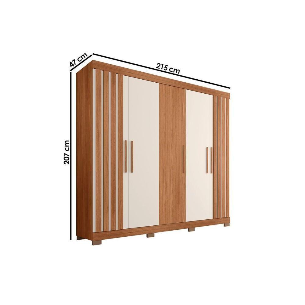 Guarda Roupa Casal 5 Portas E 2 Gavetas Sophia Freijo/off White - Caemmun - 2