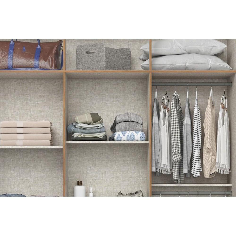 Guarda Roupa Casal 6 Portas E 3 Gavetas C/ Pés Briz B375 Nature/off White - Henn - 9