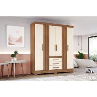 Guarda Roupa Casal 6 Portas E 3 Gavetas C/ Pés Briz B375 Nature/off White - Henn - 1