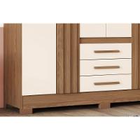 Guarda Roupa Casal 6 Portas E 3 Gavetas C/ Pés Briz B375 Nature/off White - Henn - 5